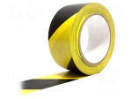 Tape: warning | yellow-black | L: 33m | W: 50mm | self-adhesive | vinyl