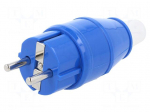 Connector: AC supply | male | plug | 2P+PE | 250VAC | 16A | blue | PIN: 2