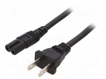 Cable | 2x18AWG | IEC C7 female,NEMA 1-15 (A) plug | PVC | 2m | black
