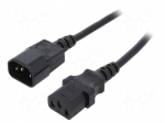 Cable | 3x1mm2 | IEC C13 female,IEC C14 male | PVC | 3m | black | 10A