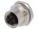 Connector: M12 | socket | PIN: 5 | female | 60V | straight | IP67 | 4A