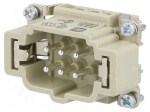 Connector: HDC | contact insert | male | 16A | 500V | Han E&reg; | PIN: 6 | 6+PE