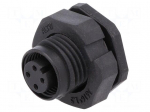 Connector: M12 | socket | PIN: 4 | female | 250V | IP68 | THT | plastic | 4A