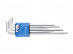 Wrench: hex key-set | spherical | alloy steel | long | 9pcs.
