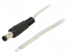Cable | 2x0.5mm2 | wires,DC 5,5/2,5 plug | straight | transparent | 3m