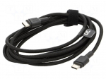 Cable | USB 2.0 | USB C plug,both sides | 2m | black | 480Mbps | textile