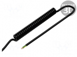 Wire: coiled | 6x0.15mm2 | unshielded | PUR | black | 300V | 0.5m | 2m