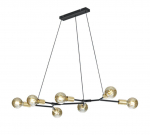 Trio Cross piekarama lampa 7xE27 matt black/gold brushed steel 306700732 4017807399905