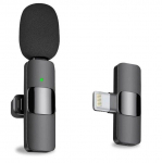 Microphone CP  K9 Mini Lightning Smartphone Wireless clip clear sound microphone noise cancell (5.7x1.5cm) Black