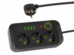 Elektrimaterjalid // Elektri laiendid, Pikendusjuhtmete, hajutuste ja UK ja USA adapterite komplekt // 98-235# Przedłużacz sieciowy ps-350u 3-gniazda 4xusb 1xusb-c 5m czarny 3x1mm