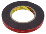 Tape: fixing | W: 15mm | L: 5.5m | Thk: 1.6mm | acrylic | black