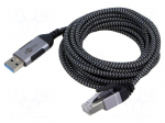 Cable | slim,USB 3.0 | RJ45 plug,USB A plug | nickel plated | 3m