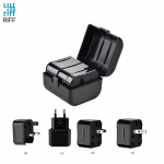Riff Travel Power Socket 3in1 Multi adapter UK 3-pin - Euro 2pin - US (USA) - Asian + Carrying case