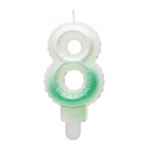 GoDan Ballon type Cake Candle topper Number 8 (7cm) White/Green Ombre