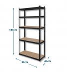 Rebel Metal Storage Rack 180x90x40 Silver