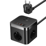Baseus PowerCombo Cube Power Strip 3AC+2U+2C 30W 1.5m EU Cluster Black