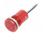 Switch: capacitive | Pos: 2 | SPST-NC | 0.01A/12VDC | IP68 | ON-OFF | red