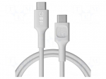 Cable | USB 2.0 | USB C plug,both sides | 1.2m | white | PVC | 480Mbps