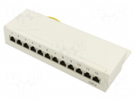 Patch panel | white | RJ45 socket x12 | Number of ports: 12 | Cat 6