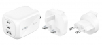 Adapter Belkin BOOSTCHARGE 100w 2C1A Wall Charger with interchangable plug tips UK, EU, US White
