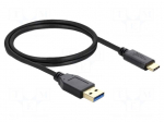 Cable | USB A plug,USB C plug | 1m | black | 22AWG,30AWG | 10Gbps