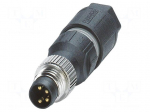 Connector: M8 | PIN: 4 | 4A | 30V | IP65 | straight | unshielded | plug