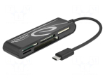 Card reader: memory | CF,microSD,MMC,MS,SD,USB C plug,xD | black