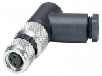 Connector: M8 | PIN: 3 | 4A | 48V | IP67 | angled | unshielded | plug
