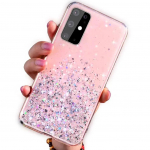 Fusion Glue Glitter Back Case Silikona Aizsargapvalks Priek&scaron; Apple iPhone 11 Pro Rozā
