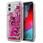 Karl Lagerfeld KLHCP12SROPI Liquid Glitter Charms Cover Silikona Aizsargapvalks Apple iPhone 12 Mini Rozā