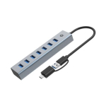 CONCEPTRONIC 7-pordiga USB-A3.0/-C jaotur 7xA3.0 ilma toiteallikata Grey