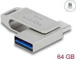 M&auml;lupulk Delock PENDRIVE DELOCK 64GB USB-C+USB-A 3.1 GEN 2 metallkorpus