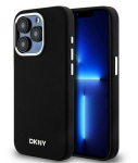 Back panel cover DKNY Apple iPhone 15 Pro 6.1 hardcase Liquid Silicone Small Metal Logo MagSafe Black