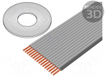 Wire: ribbon | 0.635mm | stranded | Cu | 16x30AWG | unshielded | TPE | grey