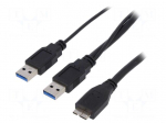 Cable | USB 3.0 | USB A socket,USB A plug x2 | nickel plated | 1m