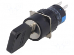 Switch: key switch | Stabl.pos: 3 | Contacts: 3PST | &Oslash;16mm | Key: flat