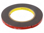 Tape: fixing | W: 9mm | L: 5.5m | Thk: 1.1mm | acrylic | black