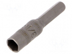Screwdriver bit | 6-angles socket | Socket size: 4mm | HEX 3/16"