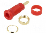 Laboratory connector: 2mm banana | socket | 10A | 600VDC | red | 29.7mm
