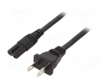 Cable | 2x18AWG | IEC C7 female,NEMA 1-15 (A) plug | PVC | 4m | black
