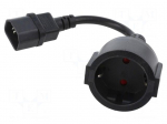 Cable | CEE 7/3 (F) socket,IEC C14 male | 0.15m | Sockets: 1 | black