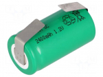 Re-battery: Ni-MH | SubC | 1.2V | 2400mAh | soldering lugs | &Oslash;22x44mm