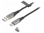 Cable | magnetic,USB 2.0 | 0.5m | black | Cu,tinned | 480Mbps | textile