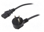Cable | 3x0.75mm2 | IEC C13 female,IS1-16P (H) plug angled | PVC