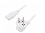 Cable | 3x0.75mm2 | IEC C13 female,IS1-16P (H) plug angled | PVC