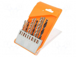 Drill set | for concrete,for wood,for metal | steel | box | 9pcs.