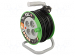 Extension lead | 3x1mm2 | 15m | PVC | black | Sockets no: 4 | reel | 10A