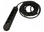 Extension lead | 3x2.5mm2 | 10m | PVC | black | Sockets no: 5 | 16A | PRO