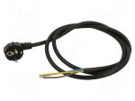 Cable | 3x1mm2 | CEE 7/7 (E/F) plug angled,wires | PVC | 5m | black