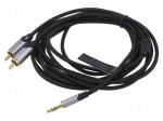 Cable | Jack 3.5mm 3pin plug,RCA plug x2 | 3m | black | &Oslash;cable: 3.5mm